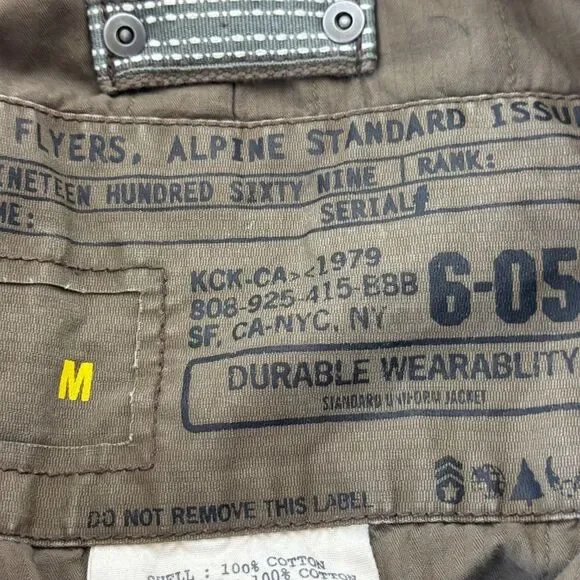 Gap 1969 Alpine Standard Issue Army Green‎ Military Style Utility Jacket Sz M